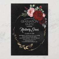 Black Burgundy Red and Gold Floral Abschluss