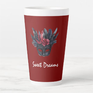 Black Burgundy Red Feathers Maske Milchtasse