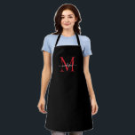 Black Burgundy Red Monogram Girly Feminine Script Schürze<br><div class="desc">Simple Black Burgundy Maroon Red Monogram Elegante Feminine Script-Schürze</div>