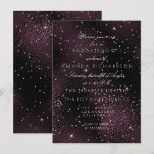 Black Burgundy Silver Stars Bridal Bachelorette Einladung