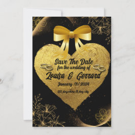 Black Burgundy und Gold Floral Moderne Boho Weddin Einladung