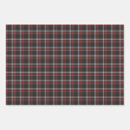Black Burgundy White Plaid Classic Geschenkpapier Set