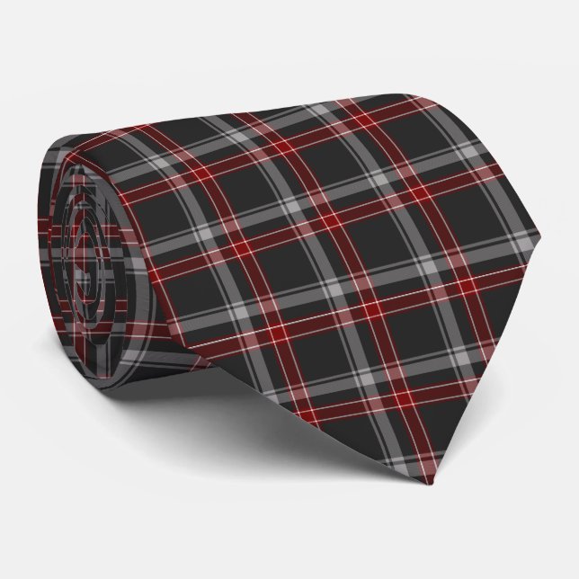 Black Burgundy White Plaid Classic Neck Tie Krawatte (Gerollt)