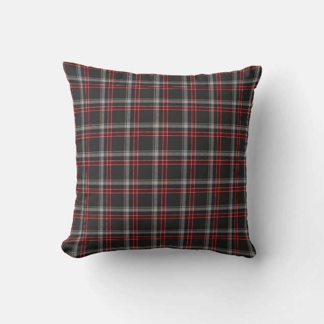 Black Burgundy White Plaid Classic Throw Pillow Kissen (Vorderseite)