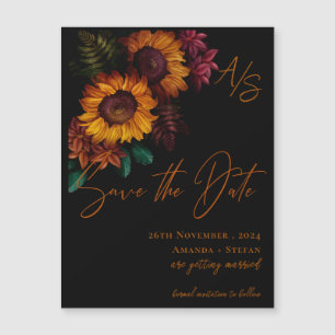 Black Burnt Orange Elegant Wedding Save the Date Magnetkarte