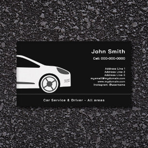 Black Business Card für Auto Sales oder Car Driver Visitenkarte
