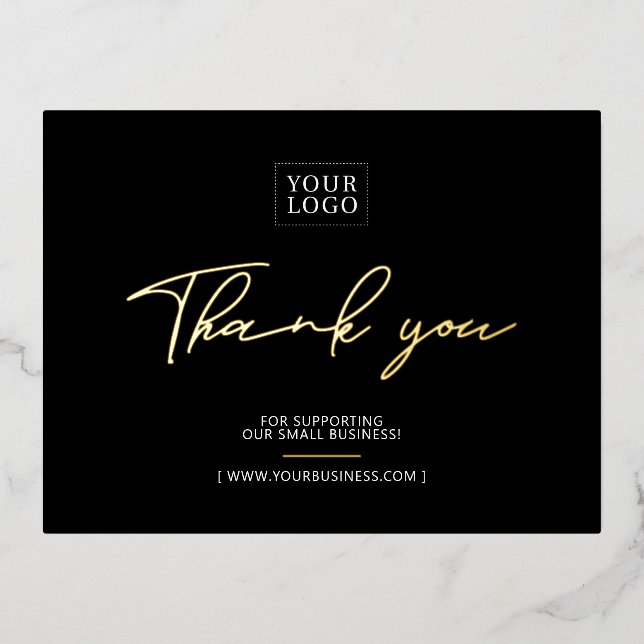 Black Business-Logo Vielen Dank Beilage Folie Einladungspostkarte (Vorderseite)