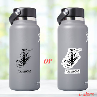 Black Business Monogram Logo Name Wasser Flasche Aufkleber