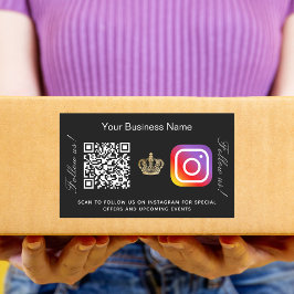 Black Business Name Gold Krone qr Codeinstagramm Rechteckiger Aufkleber