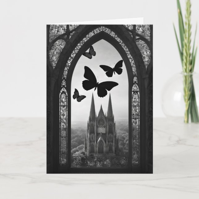 Black Butterfly Gothday Karte (Vorderseite)