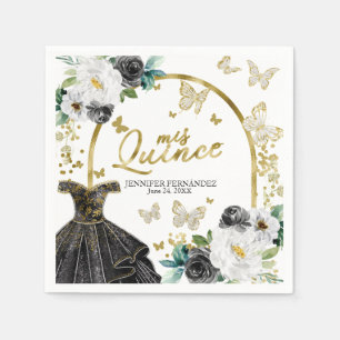 Black Butterfly Quinceanera Napkins Serviette