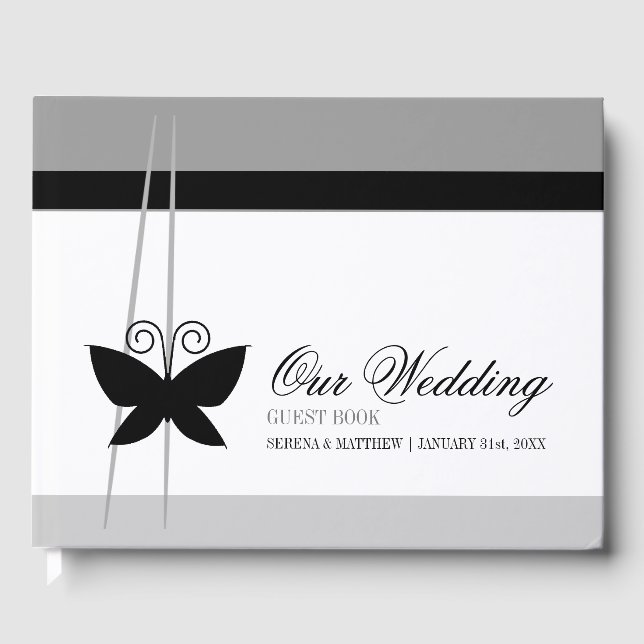 Black Butterfly Wedding Gästebuch (Vorderseite)