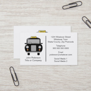 Black Cab Design Taxi Treiber Visitenkarte