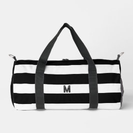 Black Cabana Strip und Personalisierte Monogramm Duffle Bag
