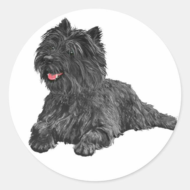 Black Cairn Terrier Runder Aufkleber (Vorderseite)