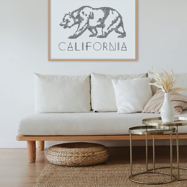 Black California Grizzly Bear Typography Art Print Poster (Von Creator hochgeladen)