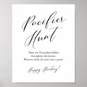Black Calligraphy Schnuller Hunt Baby Shooting Gam Poster