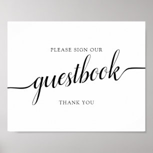 Black Calligraphy "Sign our Guestbook" Zeichen Poster
