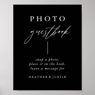 Black Calligraphy Wedding Foto Guestbook Sign Poster