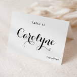 Black Calligraphy Wedding Meal Choice Platzkarte Tischnummer<br><div class="desc">Erhöhen Sie Ihren Hochzeitsempfang mit unseren wunderschönen, individuell gestalteten Hochzeitsfeiern, die eine persönliche Touch zu Ihrem ganz besonderen Tag hinzufügen. Sie zeichnen sich durch moderne schwarze Kalligraphie und Herzakzent aus. Fügen Sie den Namen Ihrer Gäste, ihre Wahl zum Essen, das Hochzeitsdatum oder eine besondere Nachricht hinzu. Verwandeln Sie Ihre Empfang-Tische...</div>