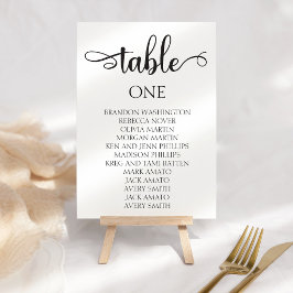 Black Calligraphy Wedding Seating Chart Card 3.5x5 Tischnummer