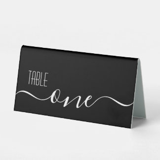 Black Calligraphy Wedding Tischnummer One Tischaufsteller