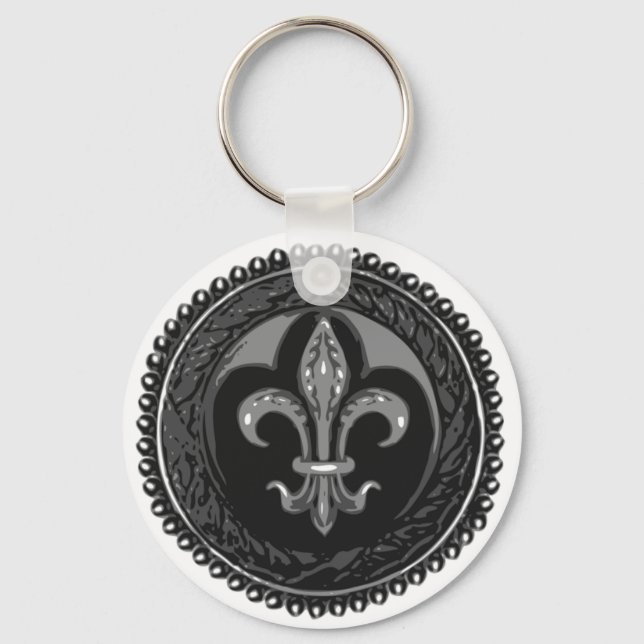 Black Cameo Lilie Schlüsselanhänger (Vorderseite)