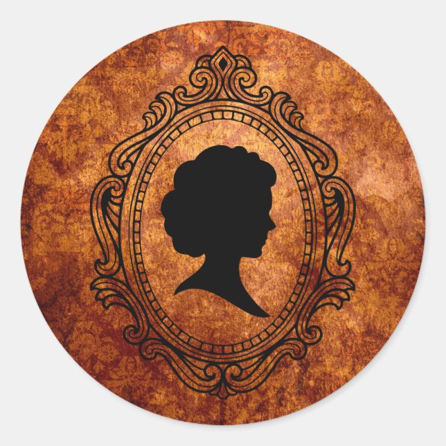 Black Cameo Orange Grunge Kleine Round Stickers (Vorderseite)