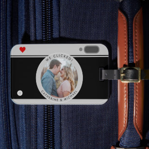 Black Camera Couple Foto Namen einzigartig Gepäckanhänger