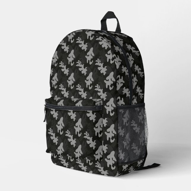 Black Camouflage Pattern Bedruckter Rucksack (Rückseitige Ecke Rechts)