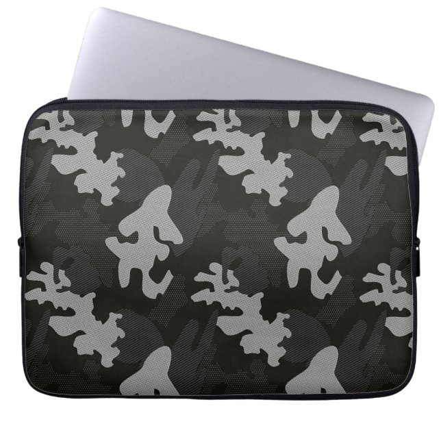 Black Camouflage Pattern Laptopschutzhülle (Vorderseite)