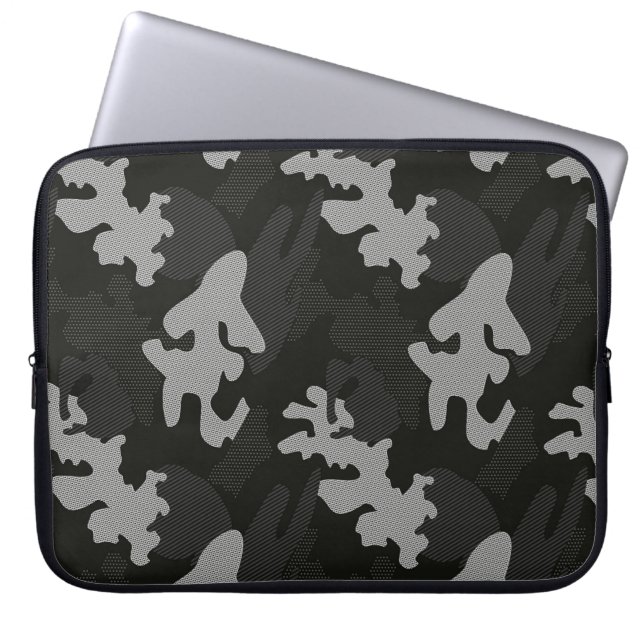 Black Camouflage Pattern Laptopschutzhülle (Vorderseite)