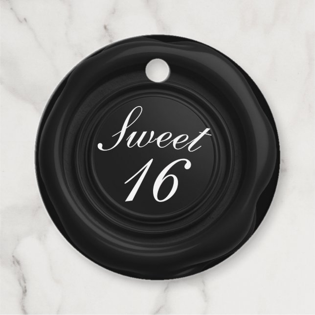 Black Candle Wax Siegel Tropfen Klasse Sweet 16 We Geschenkanhänger (Vorderseite)