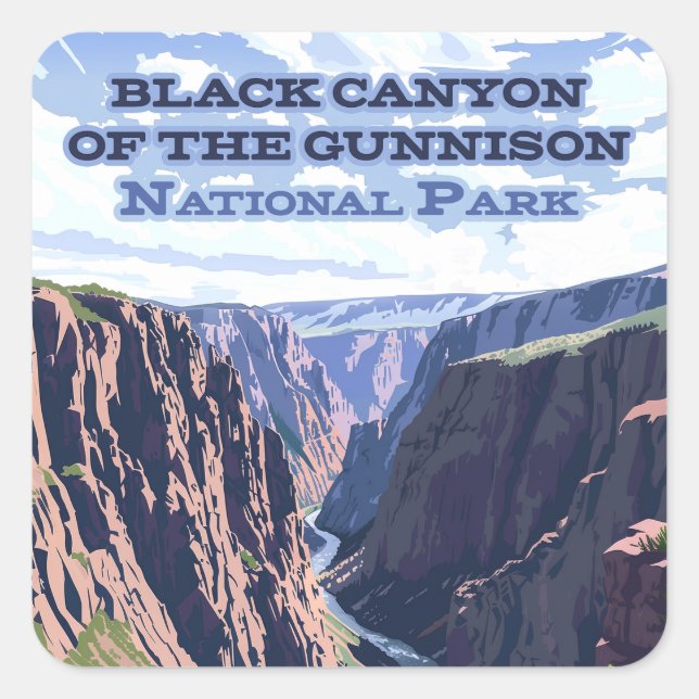 Black Canyon des Gunnison National Park CO Quadratischer Aufkleber (Vorderseite)