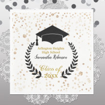 Black Cap und Laurel Graduation Party Napkins