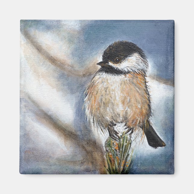 Black Capped Chickadee Song Bird Magnet (Vorne)