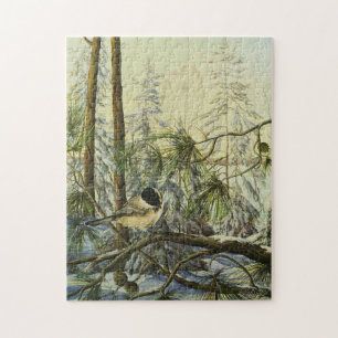 "Black-Capped Chickadee" von Charlie Rapsky Puzzle
