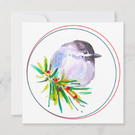 Black Capped Chickadee Watercolour Karte