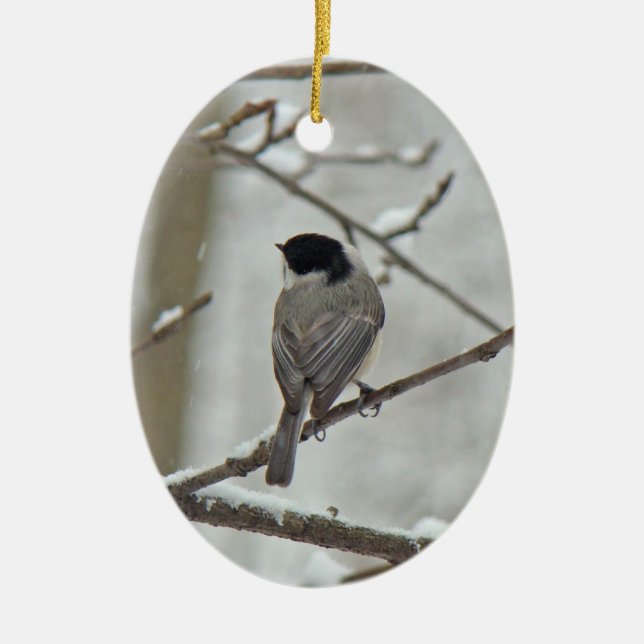Black Capped Chickadee Weihnachtsschmuck (Vorne)