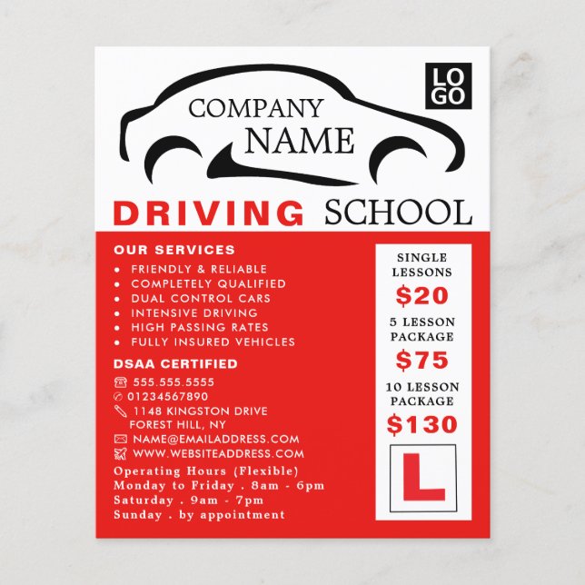 Black Car Logo, Driving School, Instructor Advert Flyer (Vorne)