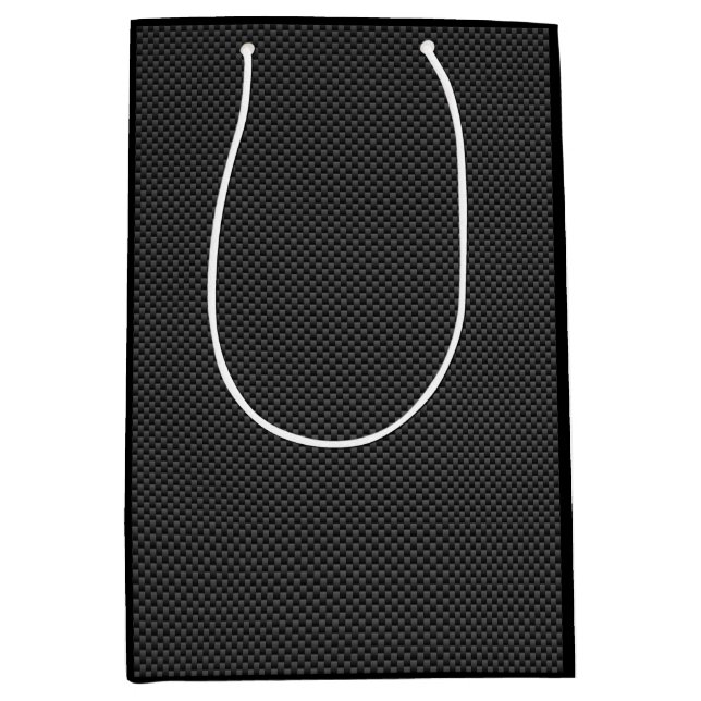 Black Carbon Fiber Stil Print Background Mittlere Geschenktüte (Vorderseite)