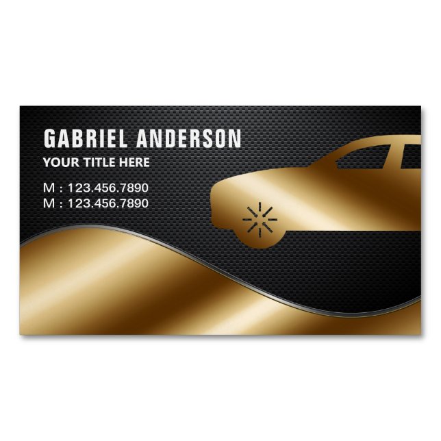 Black Carbon Fibre Gold Luxus Mietwagen Chauffeur Magnetische Visitenkarte (Vorderseite)