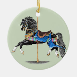 Black Carousel Pferd Keramik Ornament