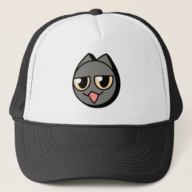 Black Cartoon Cat Truckerkappe (Vorderseite)