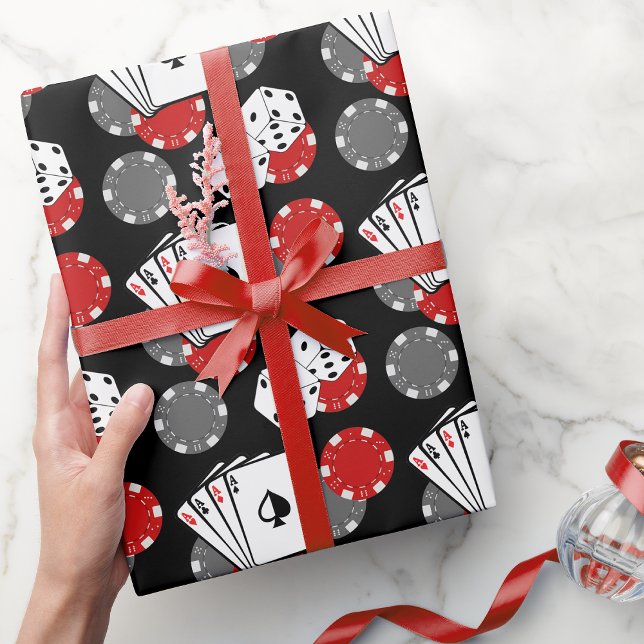 Black Casino Poker Party Wrapping Paper Geschenkpapier (Casino Poker Wrapping Paper)