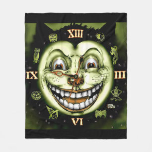 Black Cat 13 Clock Halloween Fleecedecke