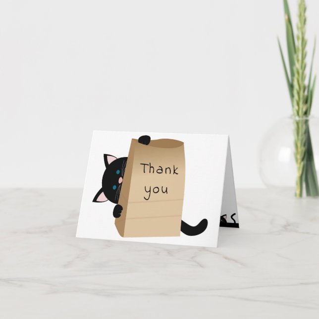 Black Cat and Bag Faltschachtel Danke Karte (Vorderseite)
