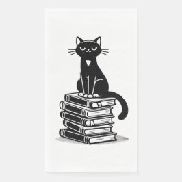 Black Cat and Books - Minimalistisches Design Serviette