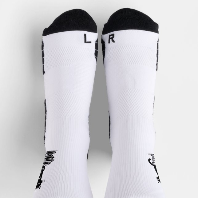 Black Cat and Books - Minimalistisches Design Socken (Oben)