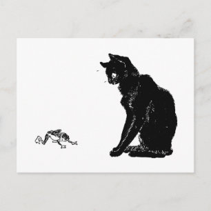 Black Cat and Frog, Alexandre Steinlen Postkarte